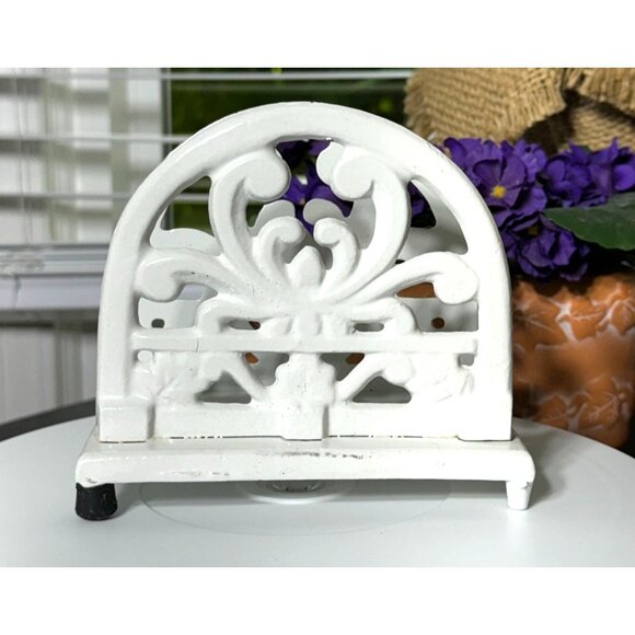 Cast Iron Enamel Napkin Mail Letter Holder Classic Design - Picture 3 of 10